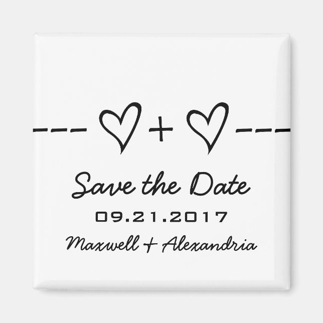 Ebony Heart Equation Save the Date Magnet (Front)