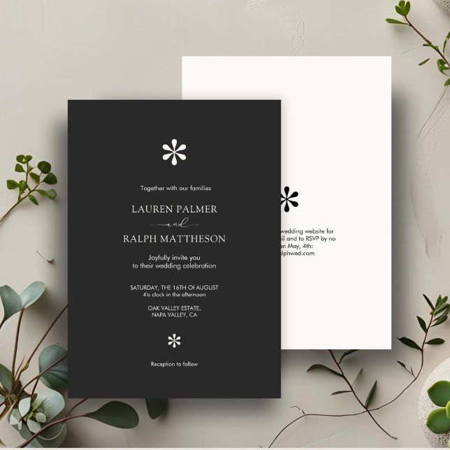 Ebony & Ivory | Chic Minimal Wedding Invitation (Creator Uploaded)