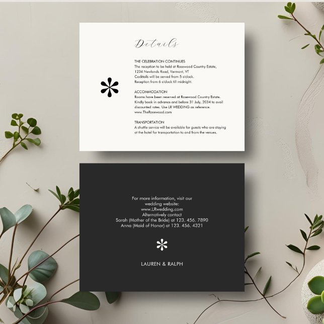 Ebony & Ivory | Chic QR Code Wedding Details RSVP Card (Creator Uploaded)