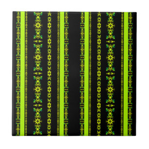 Ebony Lime Modern African Black & Green Geometric Ceramic Tile