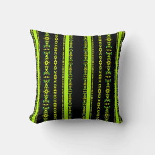 Ebony Lime Modern African Black & Green Geometric Cushion