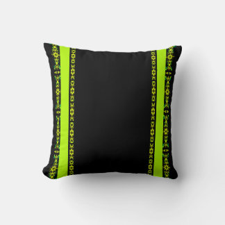 Ebony Lime Modern African Black & Green GeometricE Cushion
