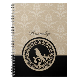 Ebony Lovebird Damask Notebook