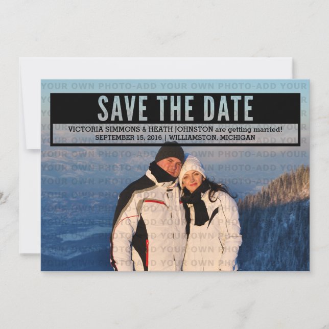 Ebony Modern Cut Out Save the Date Invite (Front)