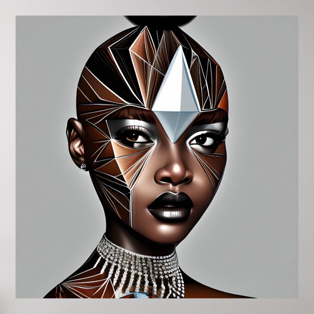 Ebony Queen Auburn Brown Hair Black Melanin Afro Poster (Front)