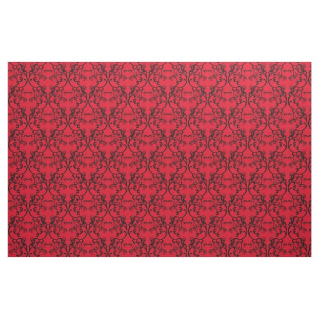 Ebony Red Parisian Damask Pattern Fabric (Fat Quarter)
