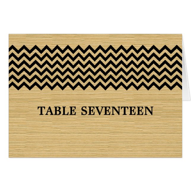 Ebony Rustic Chevron Table Number Card (Front Horizontal)