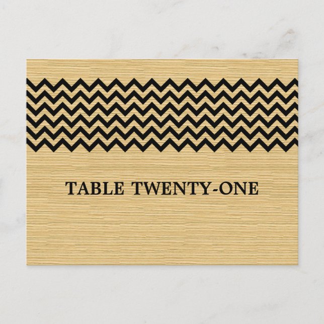 Ebony Rustic Chevron Table Number Postcard (Front)