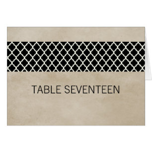 Ebony Rustic Quatrefoil Table Number Card
