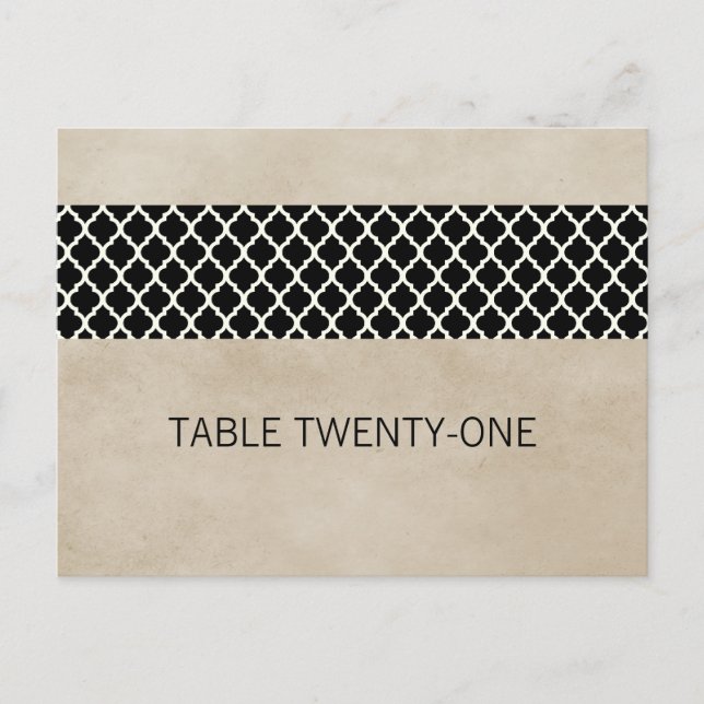 Ebony Rustic Quatrefoil Table Number Postcard (Front)
