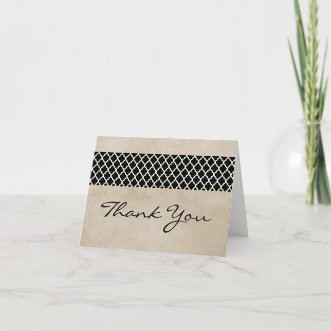 Ebony Rustic Quatrefoil Thank You Card (Front)