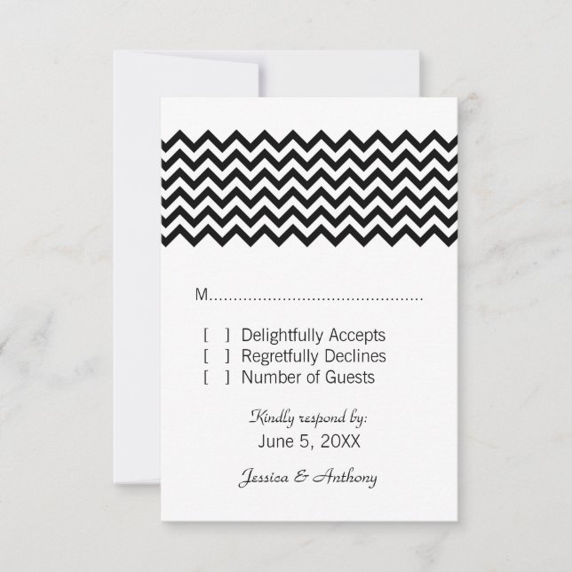 Ebony Simple Chevron Response Card (Front)