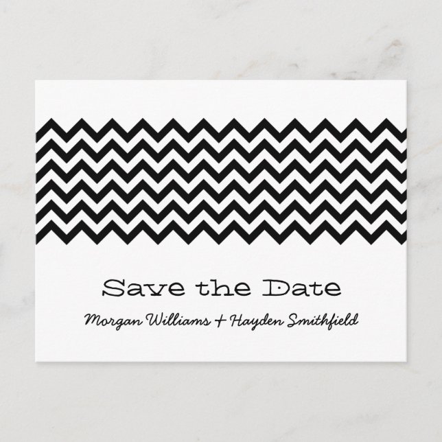 Ebony Simple Chevron Save the Date Postcard (Front)