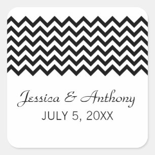 Ebony Simple Chevron Wedding Stickers