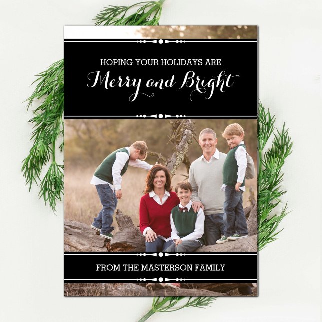 Ebony Simply Chic Holiday Photo Flat Card (Ebony Simply Chic Holiday Photo Card)