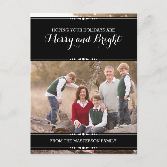 Ebony Simply Chic Holiday Photo Postcard (Front)