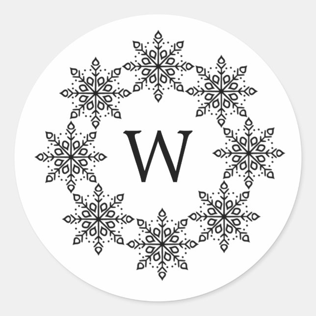 Ebony Snowflake Wreath Holiday Stickers (Front)