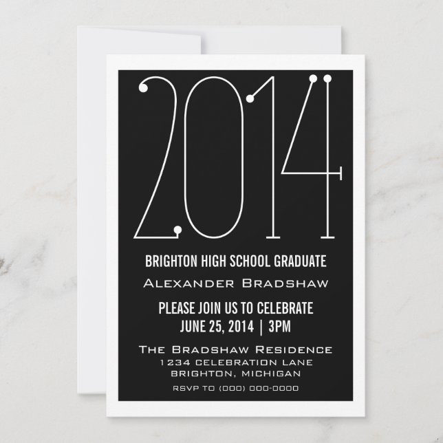 Ebony Trendy 2014 Graduation Invitation (Front)
