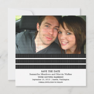 Ebony Triple Stripe Photo Save the Date Invite