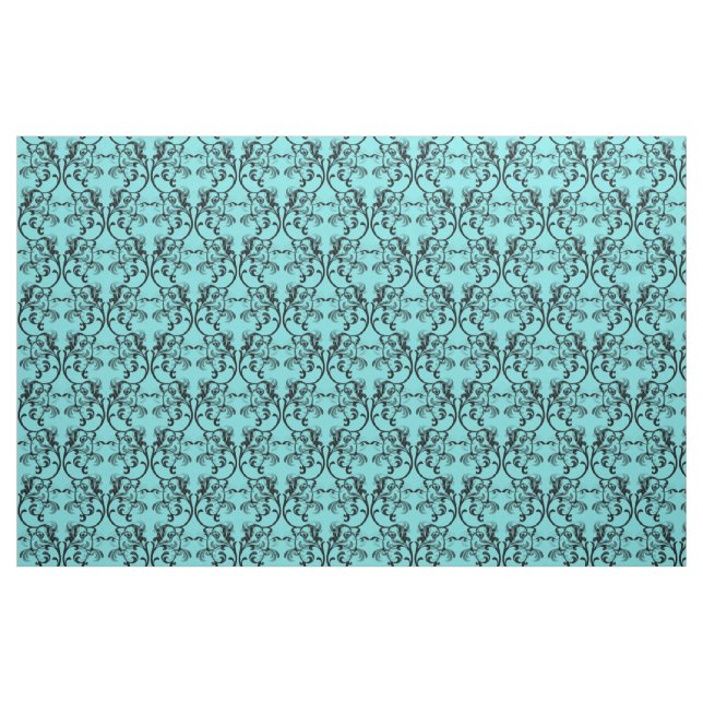 Ebony Turquoise Parisian Damask Pattern Fabric (Fat Quarter)