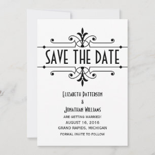Ebony v2 Fancy Ornamental Save the Date Invite