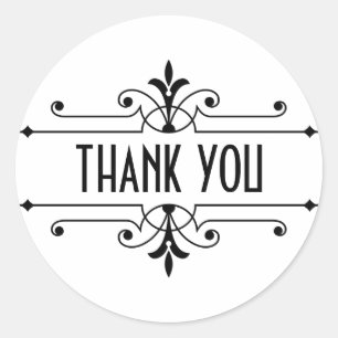 Ebony v2 Fancy Ornamental Thank You Stickers