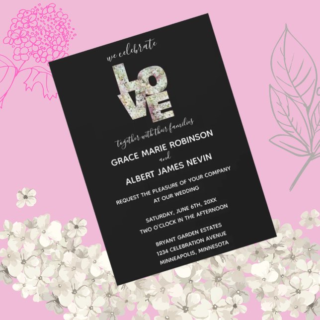 Ebony Vanilla Strawberry Hydrangeas Wedding Invite (Creator Uploaded)