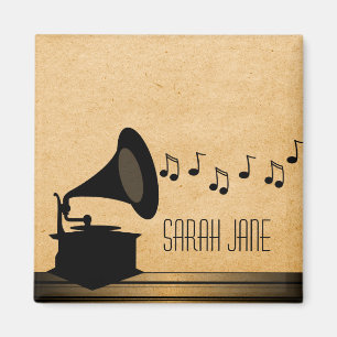 Ebony Vintage Gramophone Magnet