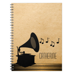 Ebony Vintage Gramophone Notebook