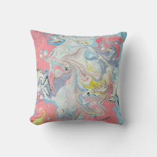 Ebru Art Pastel Abstract Marbled Cushion