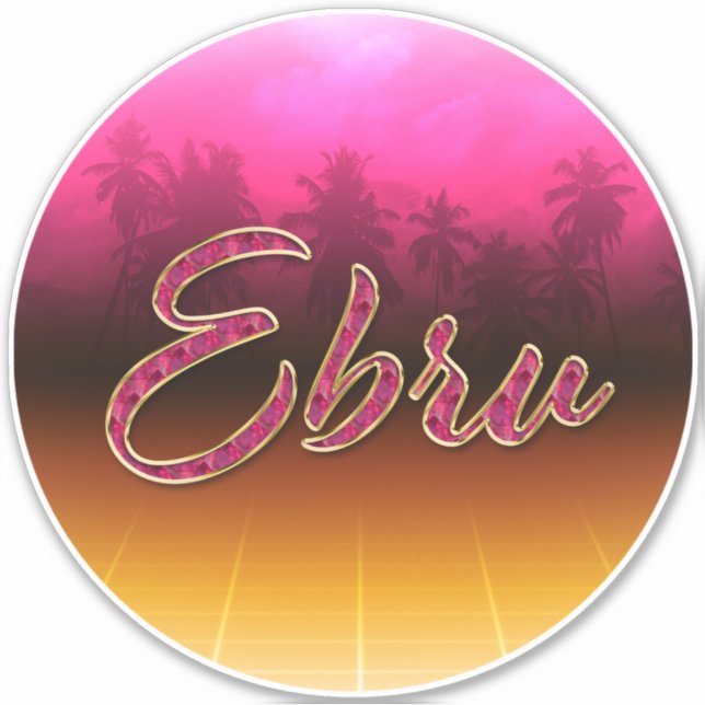 Ebru First Name golden pink Sticker (Front)