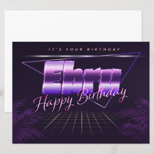 Ebru Name Vorname lila retro Karte Geburtstag Card