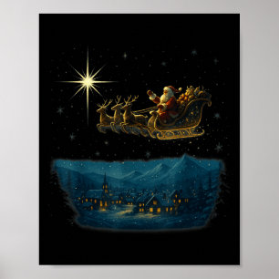 Ec Santa Sleigh With And Stars  Poster