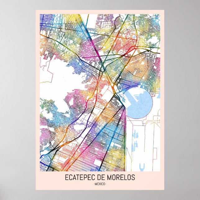 Ecatepec de Morelos Mexico City Map Poster (Front)
