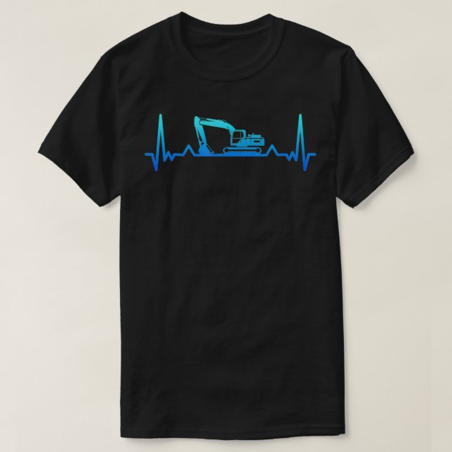 Ecavator Heartbeat Line Funny Gift Dad  T-Shirt (Design Front)