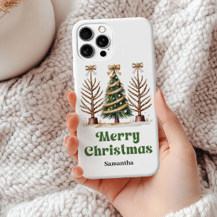 Eccentric leopard Christmas trees personalised  iPhone 15 Mini Case