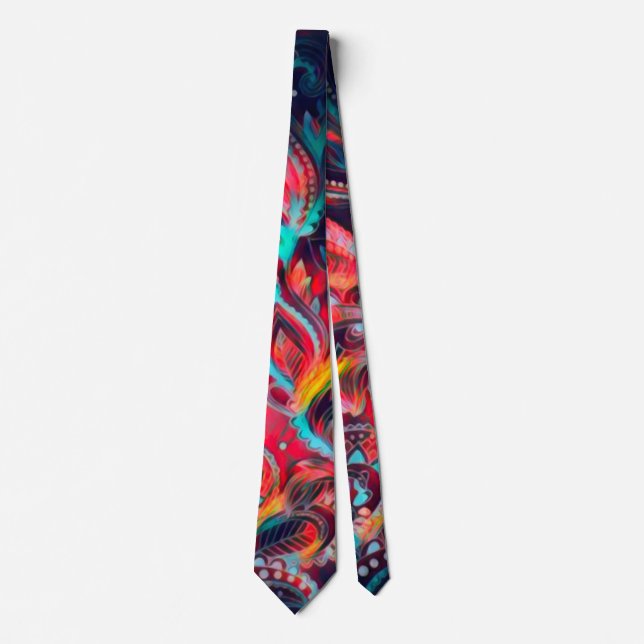 Eccentric Phoenix Satin Paisley Neck Tie (Front)