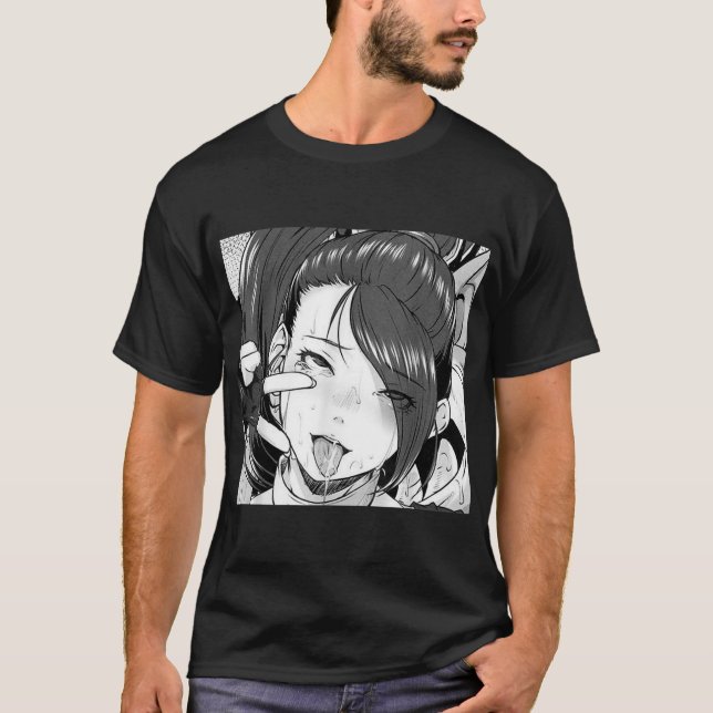Ecchi Otaku Hentai Waifu Ahegao Girl Manga Anime T-Shirt (Front)