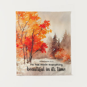 Ecclesiastes 3:11 Bible Verse Fall Watercolor  Tapestry