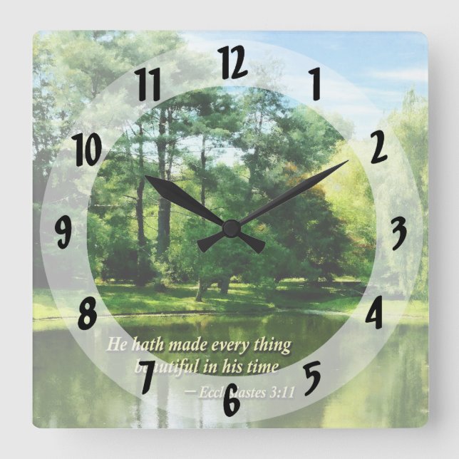 Ecclesiastes 3 11 He Hath Made Everything Beautifu Square Wall Clock (Front)