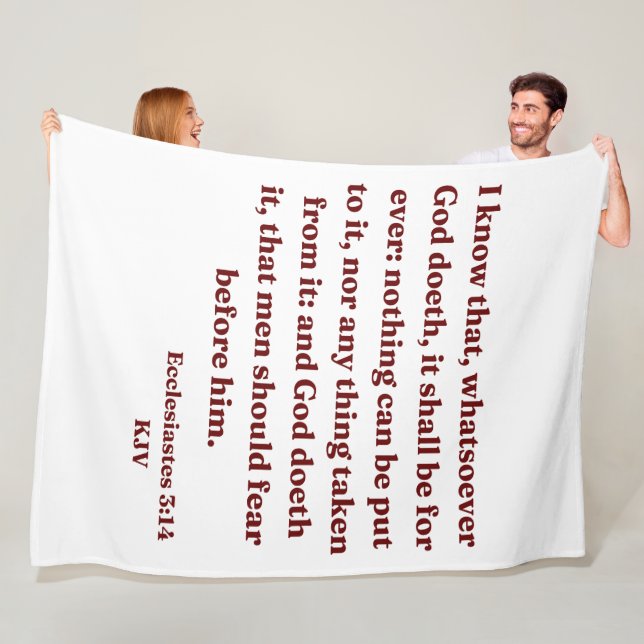 Ecclesiastes 3:14 KJV Bible Verse Fleece Blanket (In Situ)