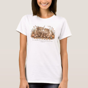 Ecclesiastes 4 9 KJV Fluffy Fall Cows Couple Women T-Shirt