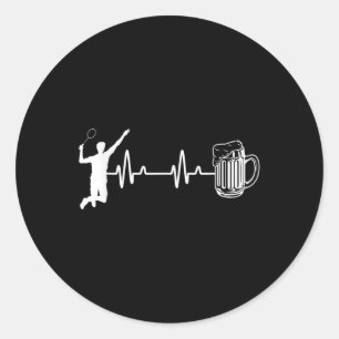 Ecg Heartbeat Badminton Player Shuttle Sports Smas Classic Round Sticker