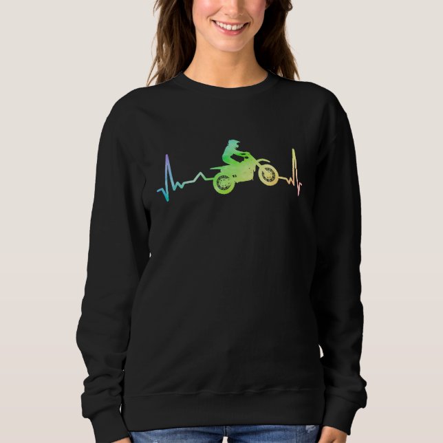 Ecg Heartbeat Dirt Biker Motorcycle Enduro Motocro Sweatshirt (Front)