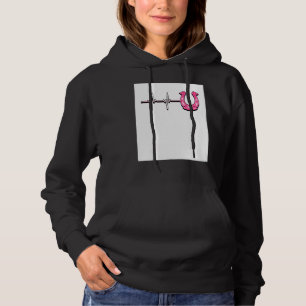 Ecg Heartbeat Graphic Horse Lover Equestrian Rider Hoodie
