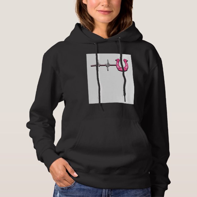 Ecg Heartbeat Graphic Horse Lover Equestrian Rider Hoodie (Front)