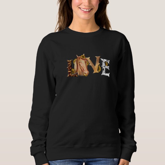 Ecg Heartbeat Graphic Horse Lover Equestrian Rider Sweatshirt (Front)