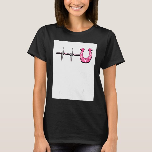 Ecg Heartbeat Graphic Horse Lover Equestrian Rider T-Shirt (Front)