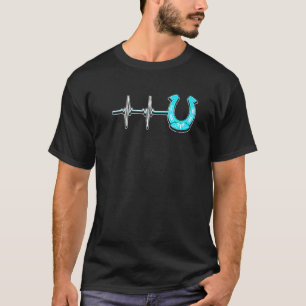 Ecg Heartbeat Graphic Horse Lover Equestrian Rider T-Shirt