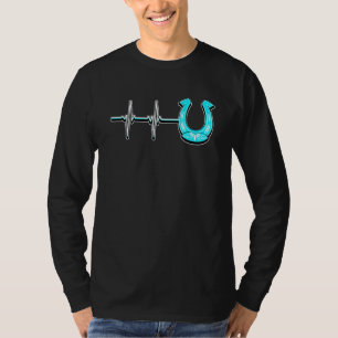 Ecg Heartbeat Graphic Horse Lover Equestrian Rider T-Shirt